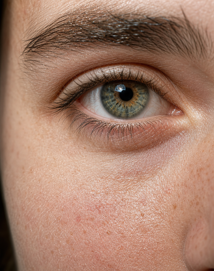 Macro close-up of a human face
