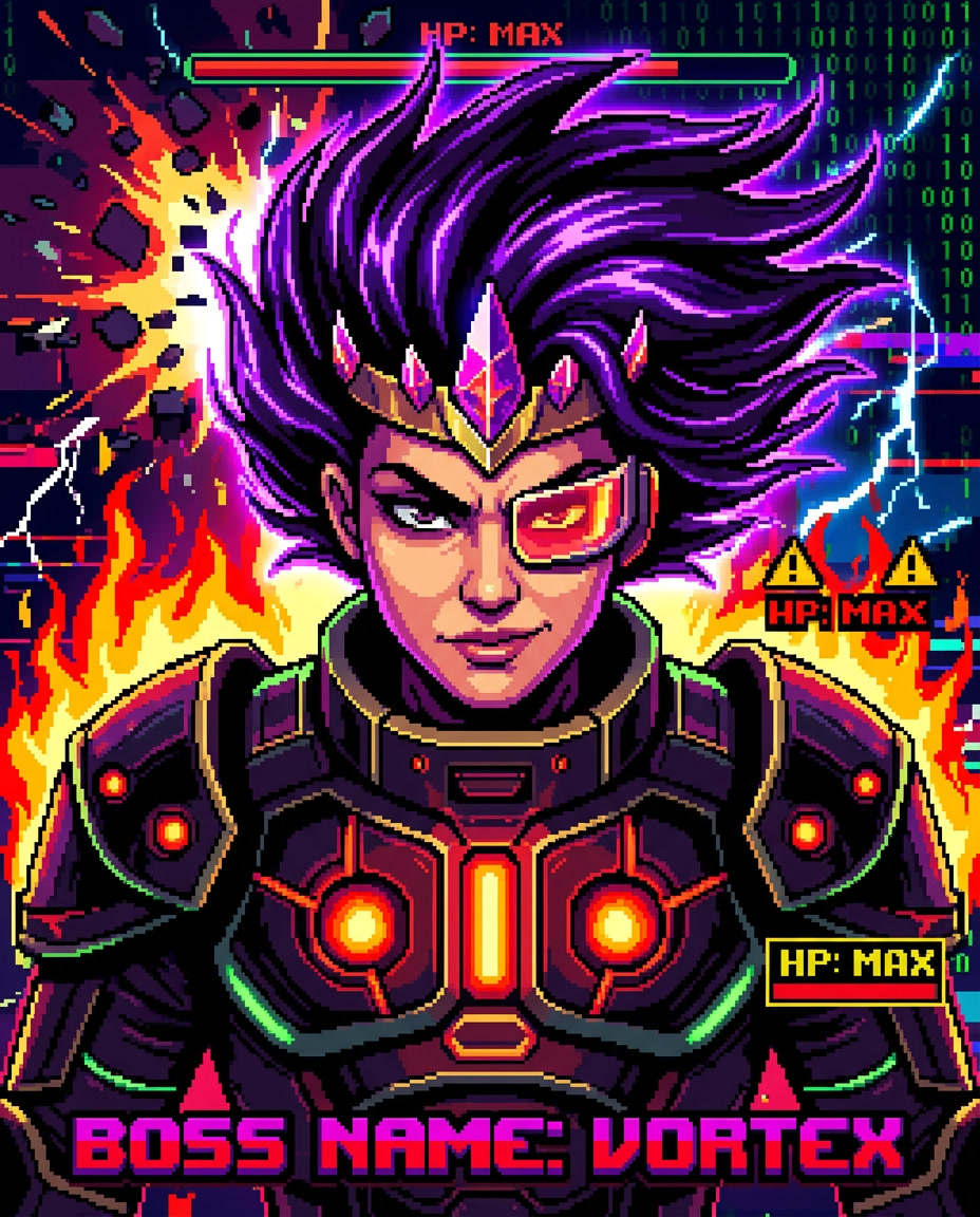 16-bit arcade pixel art