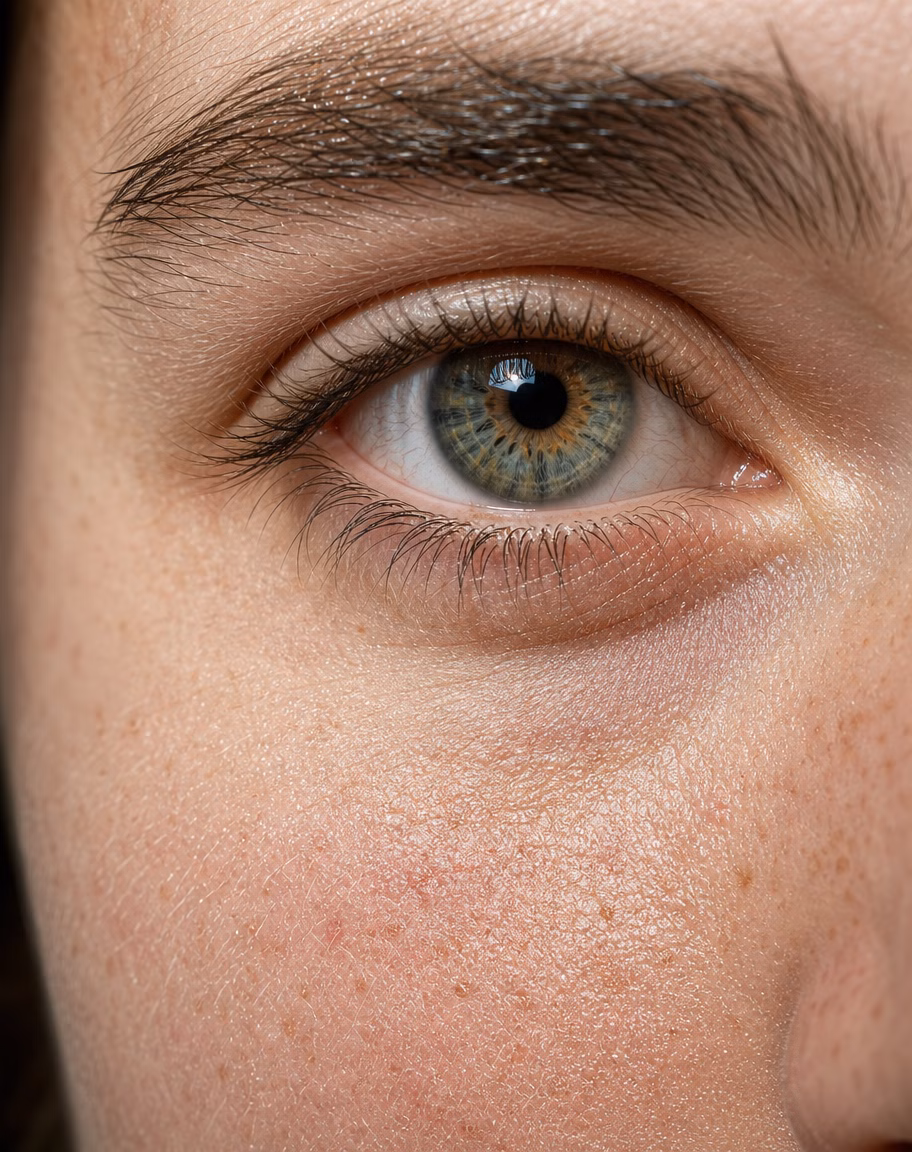 Macro close-up of a human face